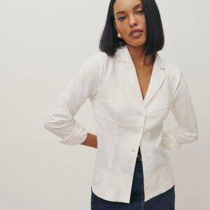 NWT Reformation Macy Shirt in White- 2
